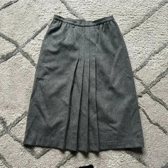Vintage wool gray midi skirt pleated high rise 28 - Picture 1 of 13